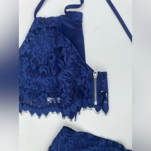 For Love and Lemons Maui Waui Blue Lace Skirt Set - Picture 7 of 16